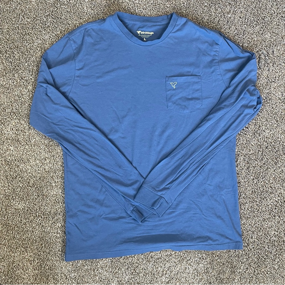 Birddogs Men’s Long Sleeve Pocket T-Shirt Blue Size Large Cotton Blend Casual